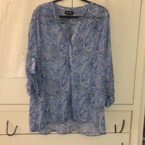 Paisley tunic high low sheer blouse
